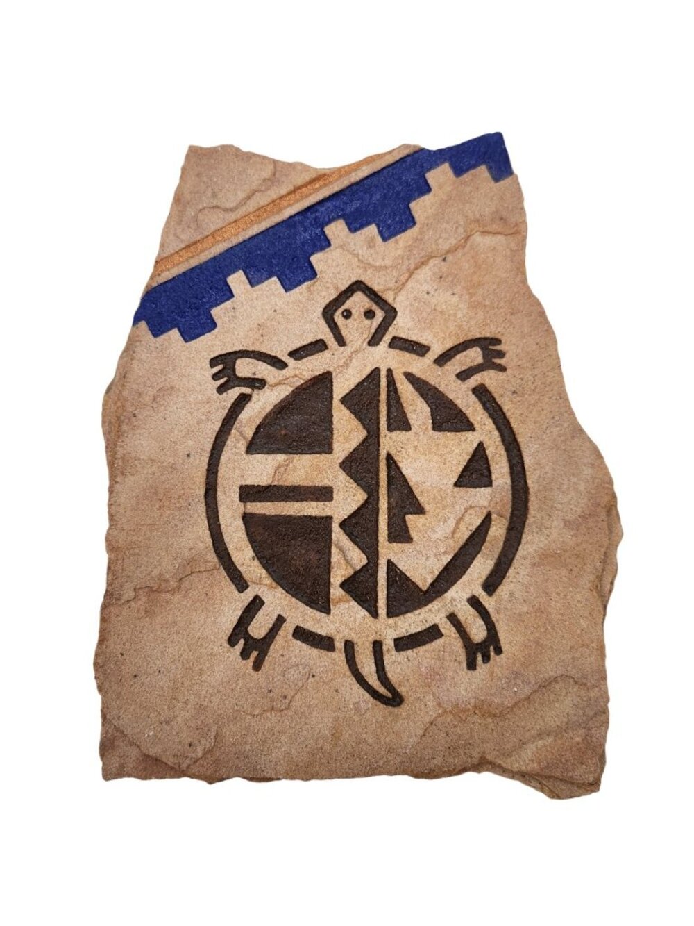 Signed Southwestern Turtle Pottery Tile Native Trivet Wall Art Geometric